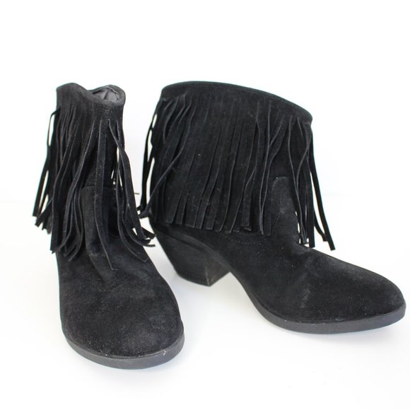 Forever 21 Fringe Black Booties - Picture 2 of 6